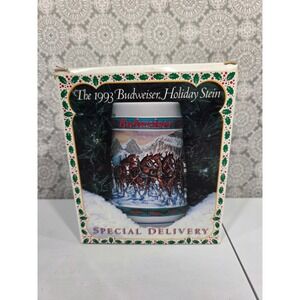 1993 Budweiser Holiday Stein Special Delivery Nora Koerber‎ Collectible Mug Cup